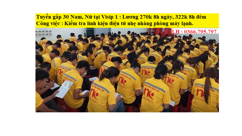 Tuyển Gấp 50 Nữ Làm Điện Tử Tại Visip 1.